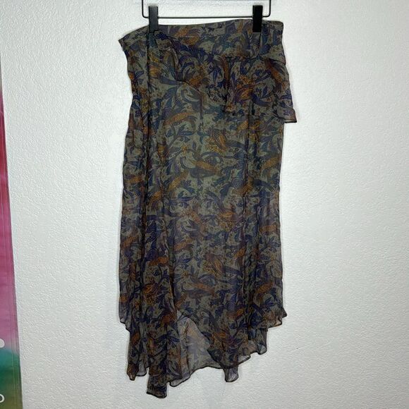 NWT Veronica Beard Trixie Illusion Asymmetrical Skirt Seafoam Green Size 12 - Picture 6 of 12